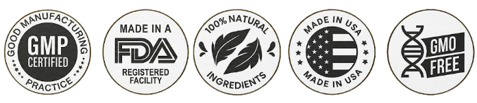 GMP Certified · FDA Registered · Made in USA · GMO Free